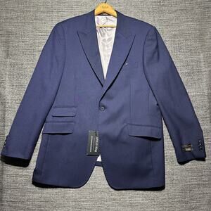 Apollo King Blazer Men's 44L Blue Super 150's Wool One Front Button